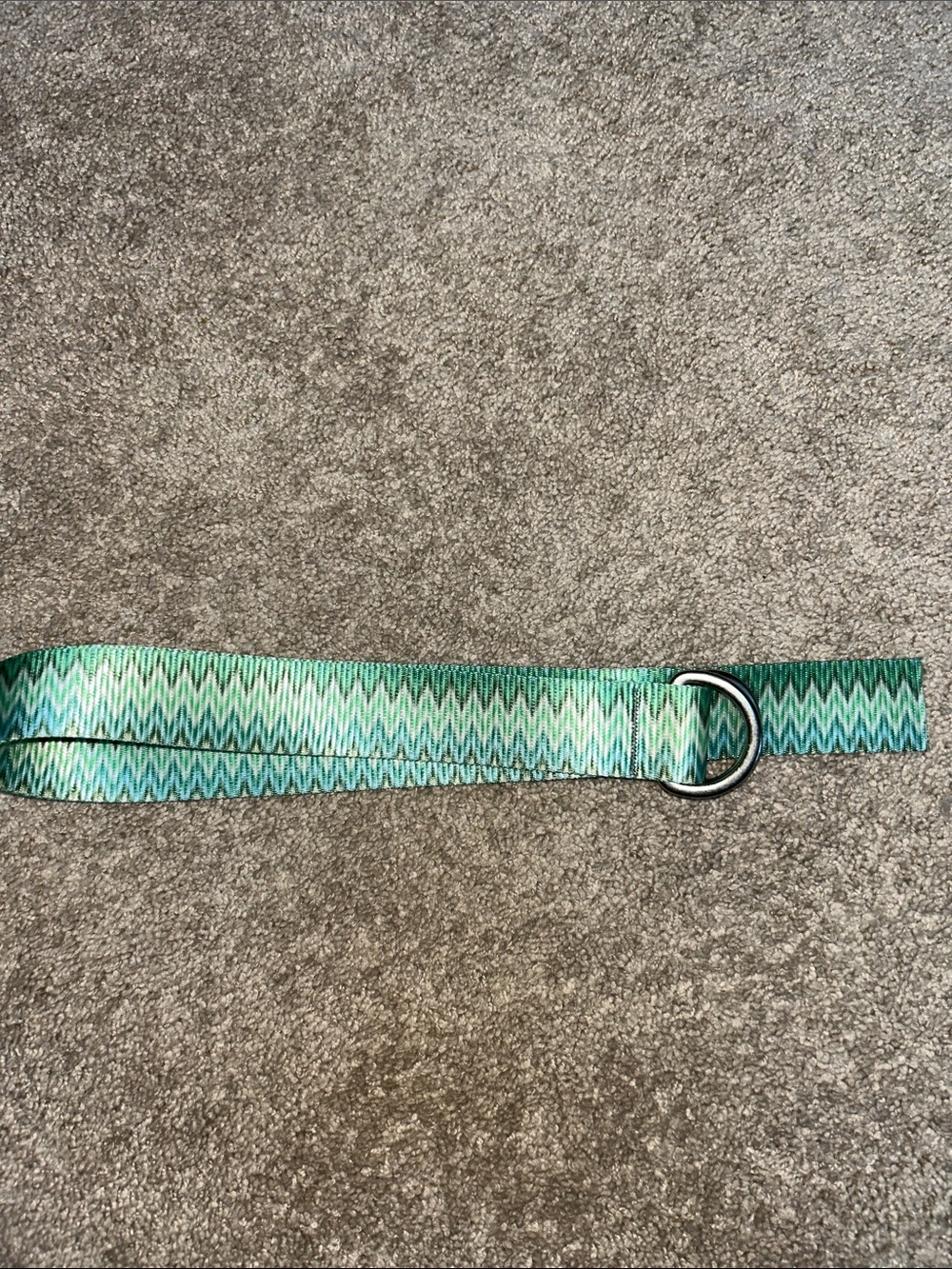Chevron-Pattern D-Ring Belt in Green